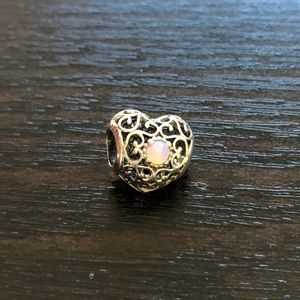 Pandora Heart Pink Opal Charm